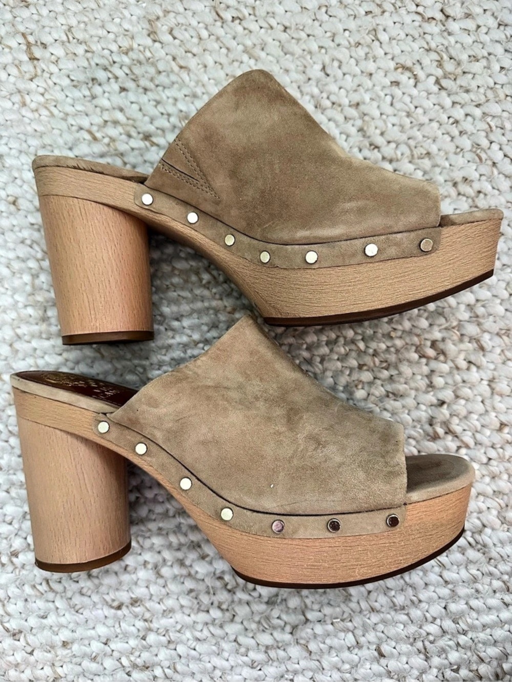 Vince Camuto Haydorn Studded Mule Suede Platform Clog Mules